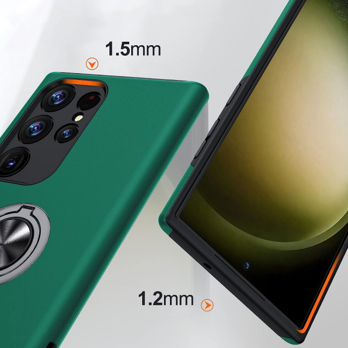 Husă pentru Samsung Galaxy S23 ULTRA, inel multifuncțional 360°, Protecție Militară Antișoc, Verde [3]