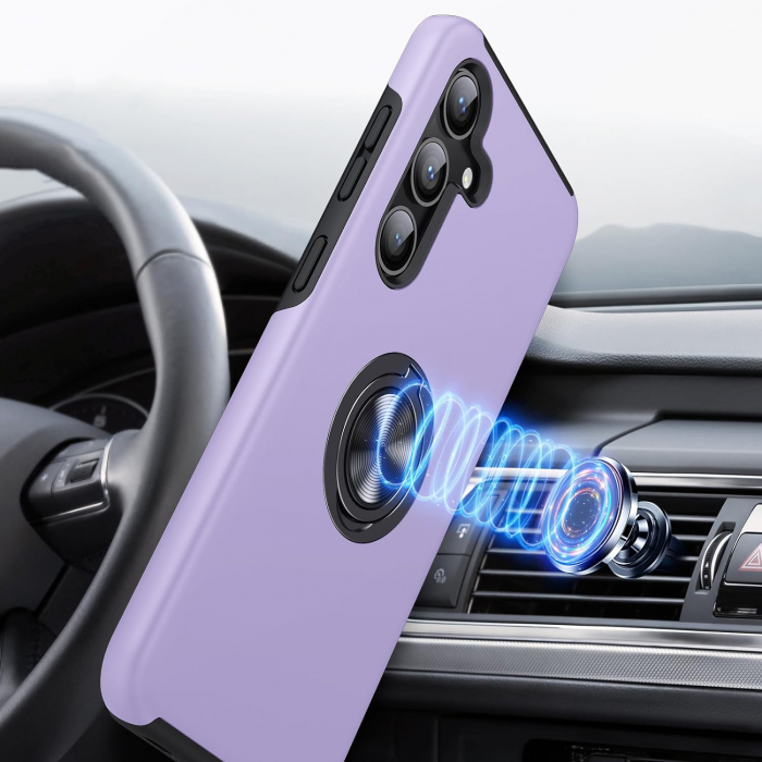 Husă pentru Samsung Galaxy S24 FE, inel multifuncțional 360°, Protecție Militară Antișoc, Purple [6]
