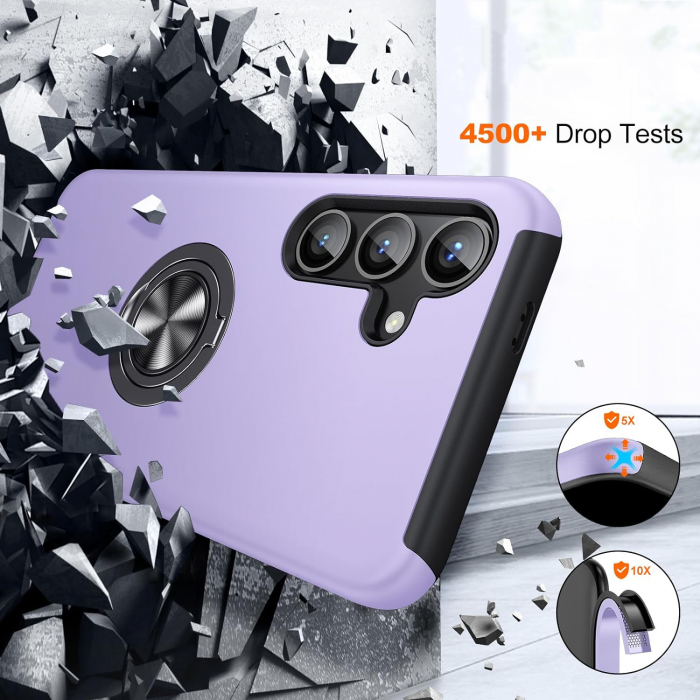 Husă pentru Samsung Galaxy S24, inel multifuncțional 360°, Protecție Militară Antișoc, Purple [4]