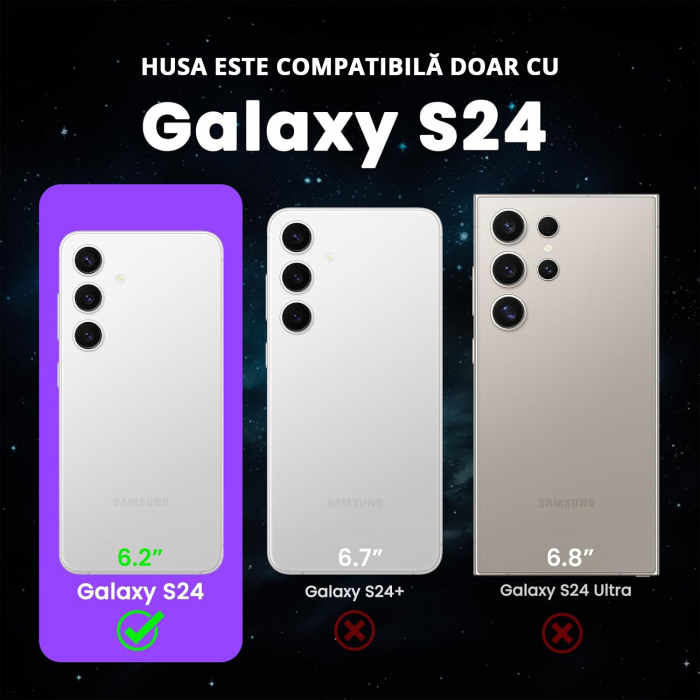 Husă pentru Samsung Galaxy S24, MagSafe, ultra slim, Antișoc, Negru [2]