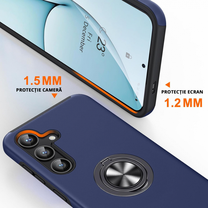 Husă pentru Samsung Galaxy S24 PLUS, inel multifuncțional 360°, Protecție Militară Antișoc, Blue [4]