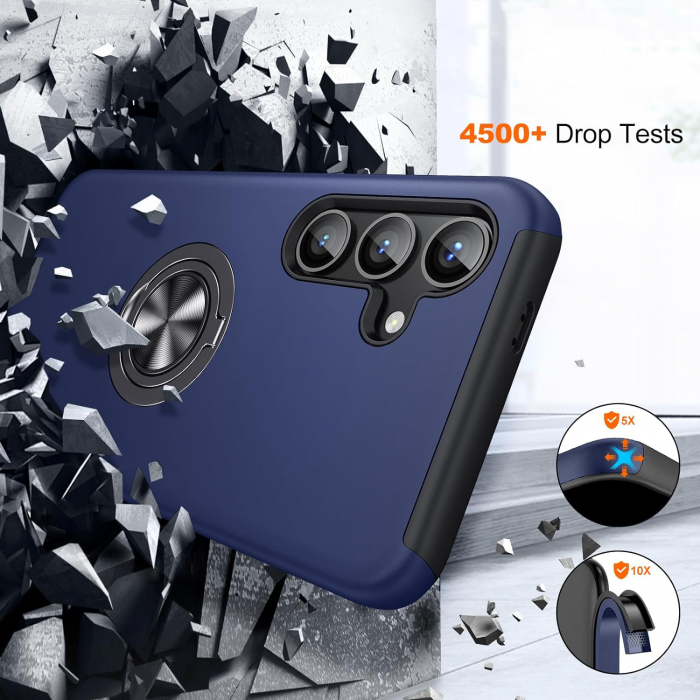 Husă pentru Samsung Galaxy S24 PLUS, inel multifuncțional 360°, Protecție Militară Antișoc, Blue [6]