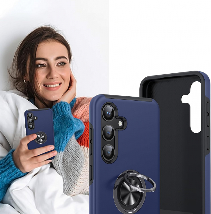 Husă pentru Samsung Galaxy S24 PLUS, inel multifuncțional 360°, Protecție Militară Antișoc, Blue [3]