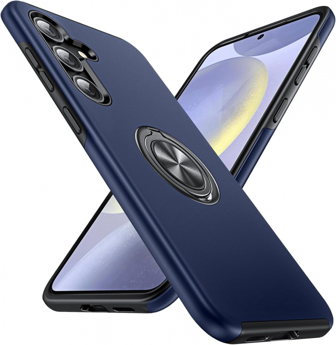 Husă pentru Samsung Galaxy S24 PLUS, inel multifuncțional 360°, Protecție Militară Antișoc, Blue [1]