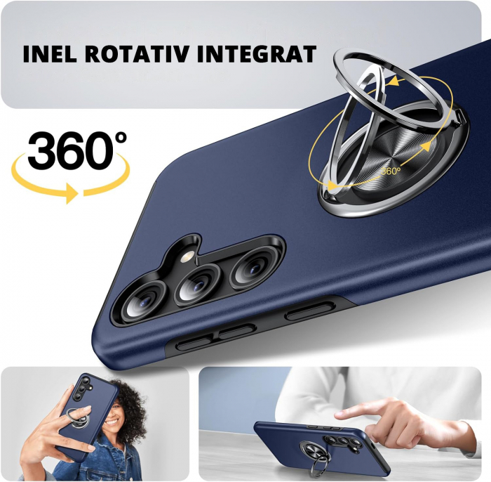 Husă pentru Samsung Galaxy S24 PLUS, inel multifuncțional 360°, Protecție Militară Antișoc, Blue [7]