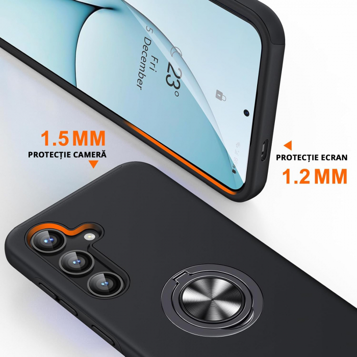 Husă pentru Samsung Galaxy S24 PLUS, inel multifuncțional 360°, Protecție Militară Antișoc, Negru [3]