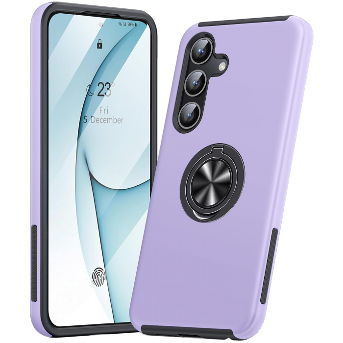 Husă pentru Samsung Galaxy S24 PLUS, inel multifuncțional 360°, Protecție Militară Antișoc, Purple [1]