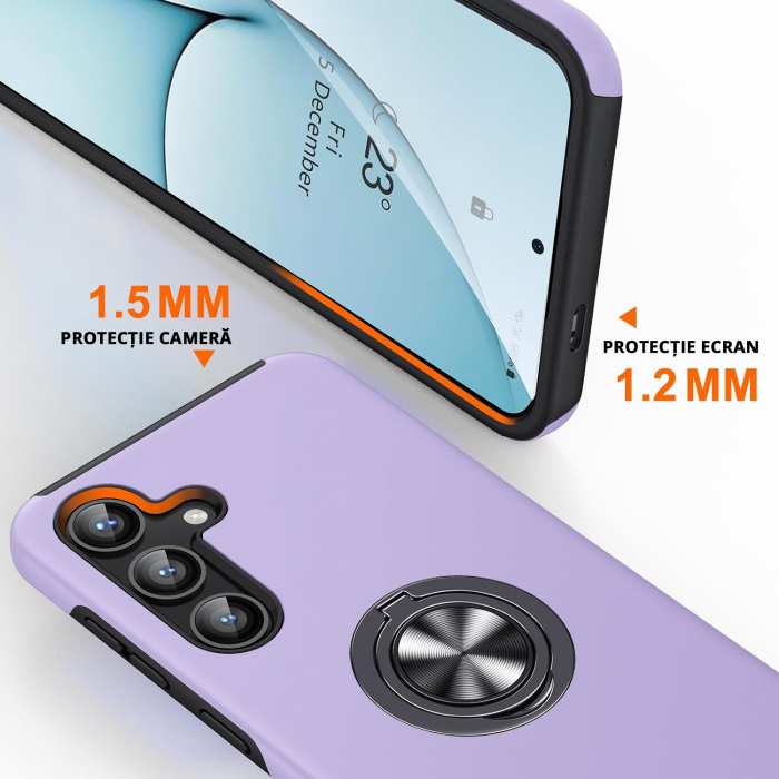 Husă pentru Samsung Galaxy S24 PLUS, inel multifuncțional 360°, Protecție Militară Antișoc, Purple [3]
