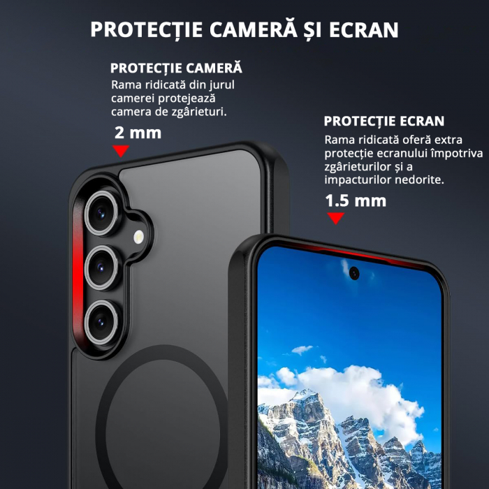 Husă pentru Samsung Galaxy S24 PLUS, MagSafe, Protecție standard Militar, cu Suport Metalic Încorporat, Negru [3]