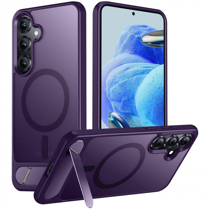 Husă pentru Samsung Galaxy S24 PLUS, MagSafe, Protecție standard Militar, cu Suport Metalic Încorporat, Violet [1]