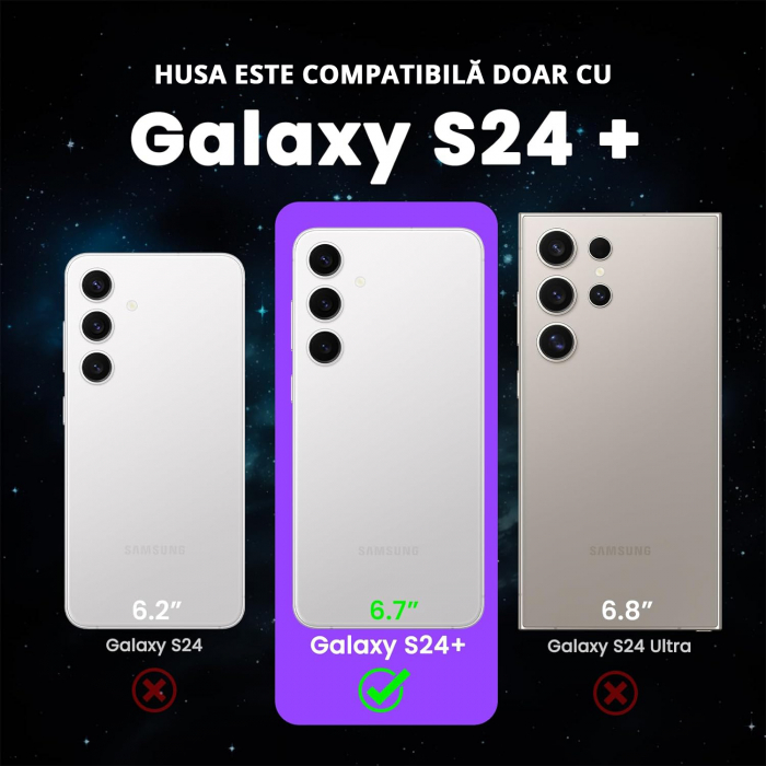 Husă pentru Samsung Galaxy S24 PLUS, ultra slim, Antișoc, Negru [2]