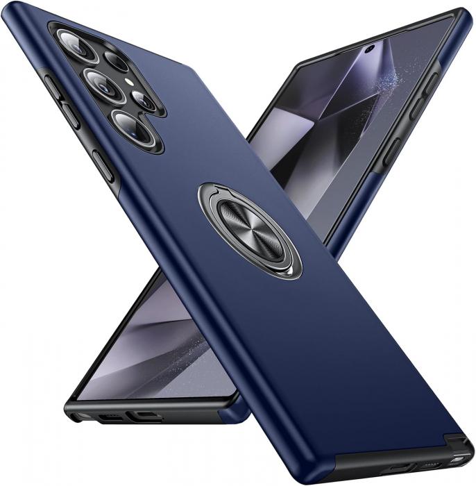 Husă pentru Samsung Galaxy S24 ULTRA, inel multifuncțional 360°, Protecție Militară Antișoc, Blue [1]