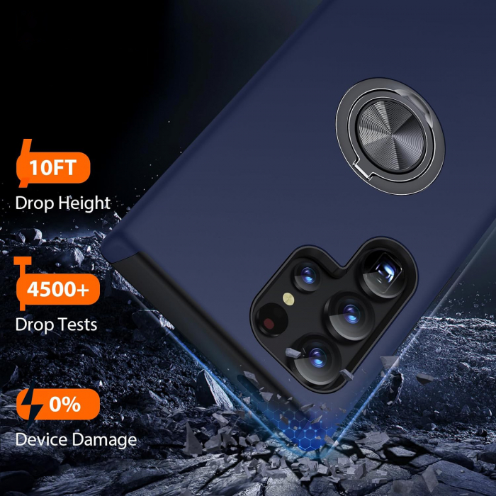 Husă pentru Samsung Galaxy S24 ULTRA, inel multifuncțional 360°, Protecție Militară Antișoc, Blue [5]