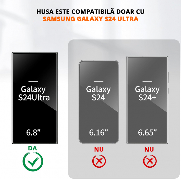 Husă pentru Samsung Galaxy S24 ULTRA, inel multifuncțional 360°, Protecție Militară Antișoc, Negru [2]