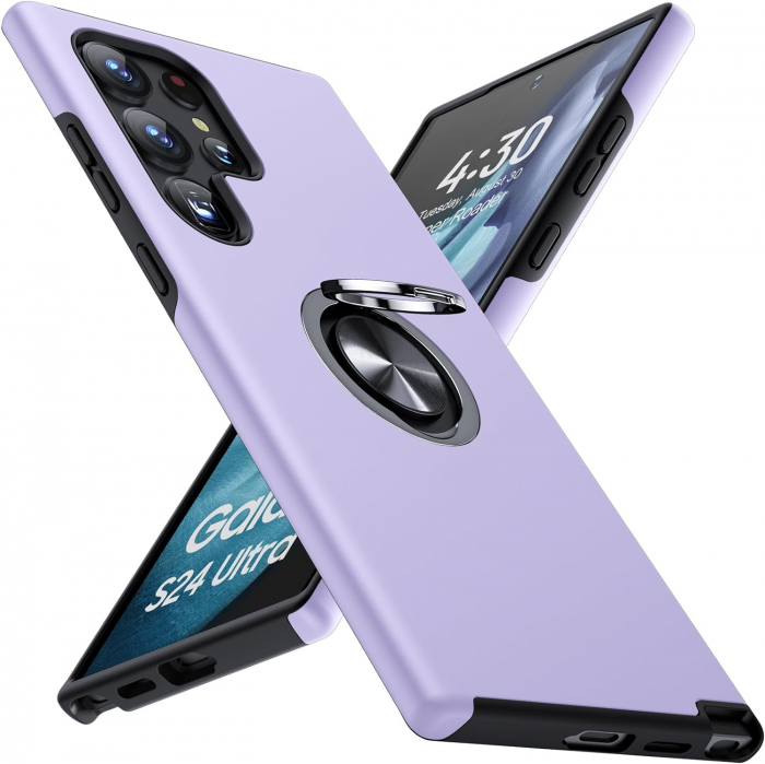 Husă pentru Samsung Galaxy S24 ULTRA, inel multifuncțional 360°, Protecție Militară Antișoc, Purple [1]