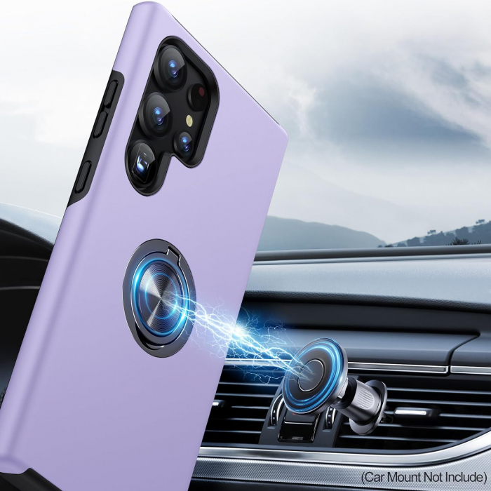 Husă pentru Samsung Galaxy S24 ULTRA, inel multifuncțional 360°, Protecție Militară Antișoc, Purple [6]
