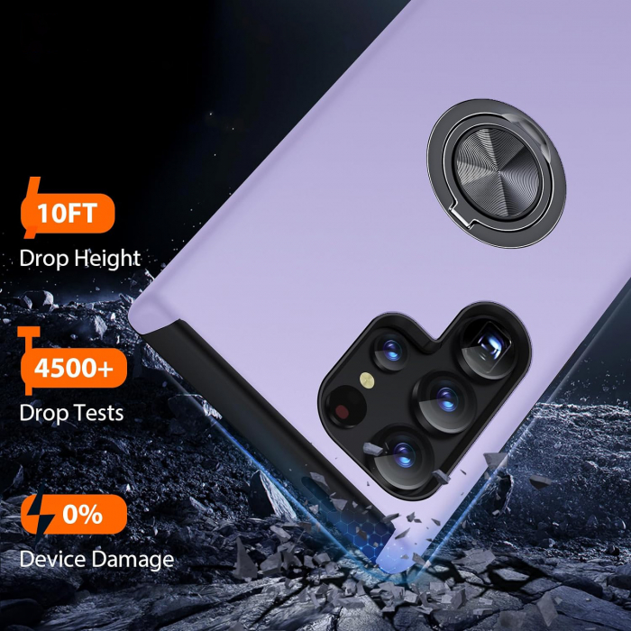 Husă pentru Samsung Galaxy S24 ULTRA, inel multifuncțional 360°, Protecție Militară Antișoc, Purple [5]