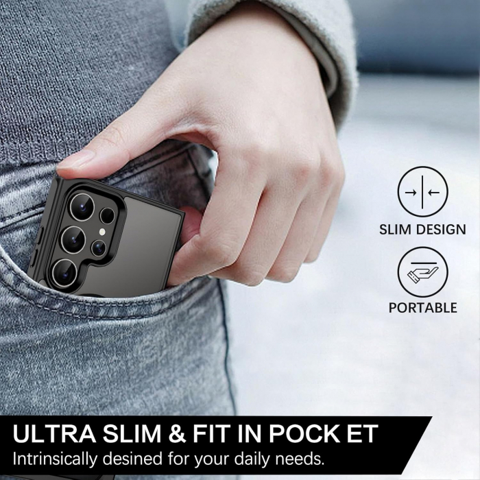 Husă pentru Samsung Galaxy S24 ULTRA, MagSafe, Protecție standard Militar, cu Suport Metalic Încorporat, Negru [9]