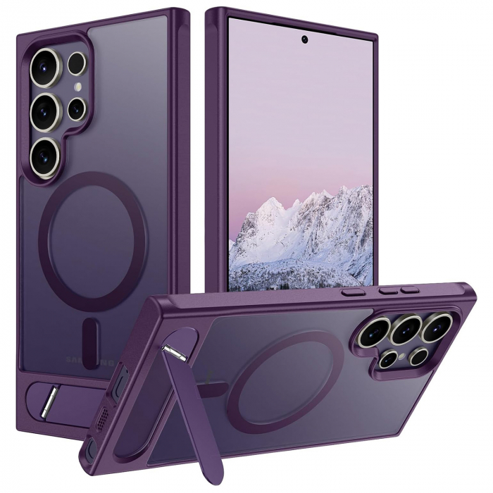 Husă pentru Samsung Galaxy S24 ULTRA, MagSafe, Protecție standard Militar, cu Suport Metalic Încorporat, Violet [1]