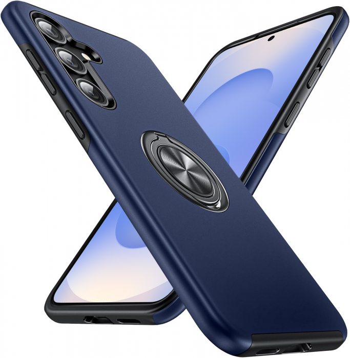 Husă pentru Samsung Galaxy S25 PLUS, inel multifuncțional 360°, Protecție Militară Antișoc, Blue [1]