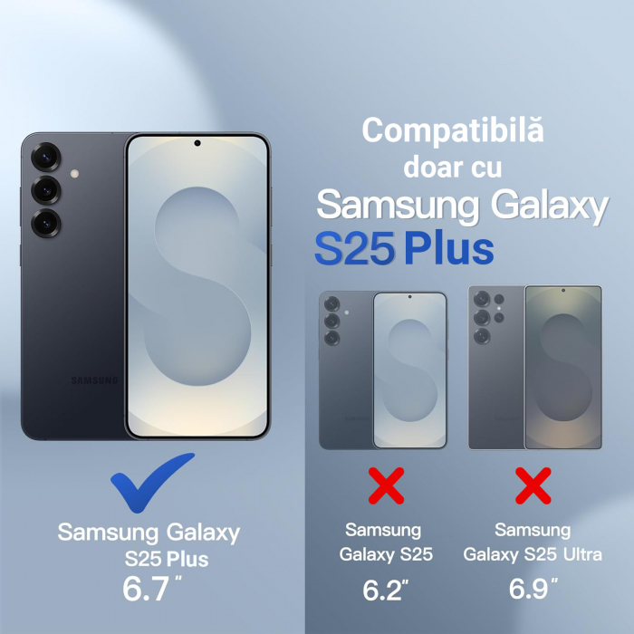 Husă pentru Samsung Galaxy S25 PLUS, MagSafe, Protecție standard Militar, cu Suport Metalic Încorporat, Negru [2]