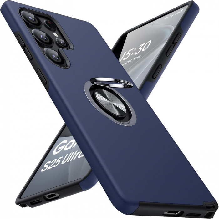 Husă pentru Samsung Galaxy S25 ULTRA, inel multifuncțional 360°, Protecție Militară Antișoc, Blue [1]