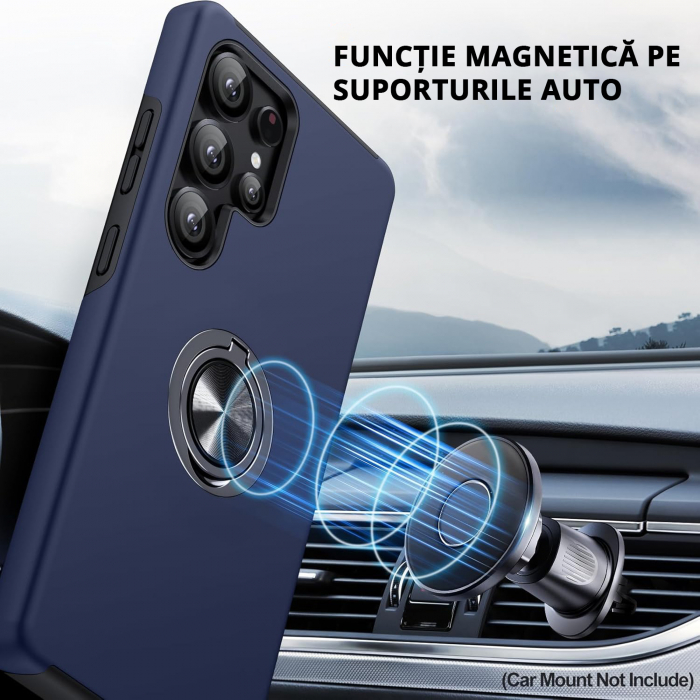 Husă pentru Samsung Galaxy S25 ULTRA, inel multifuncțional 360°, Protecție Militară Antișoc, Blue [6]