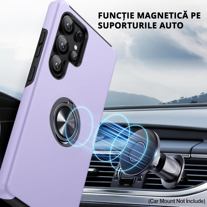 Husă pentru Samsung Galaxy S25 ULTRA, inel multifuncțional 360°, Protecție Militară Antișoc, Purple [6]