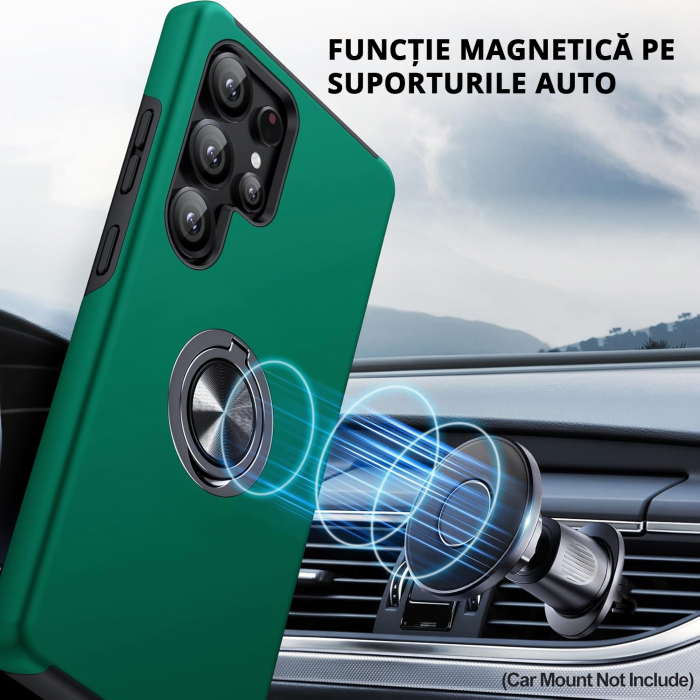 Husă pentru Samsung Galaxy S25 ULTRA, inel multifuncțional 360°, Protecție Militară Antișoc, Verde [6]