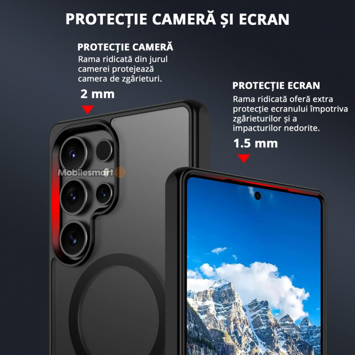 Husă pentru Samsung Galaxy S25 ULTRA, MagSafe, Protecție standard Militar, cu Suport Metalic Încorporat, Negru [4]