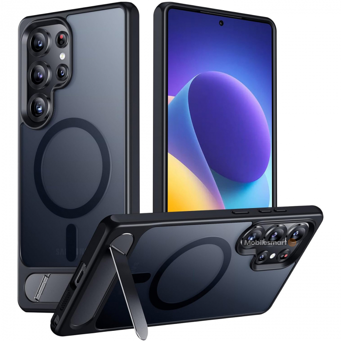 Husă pentru Samsung Galaxy S25 ULTRA, MagSafe, Protecție standard Militar, cu Suport Metalic Încorporat, Negru [1]