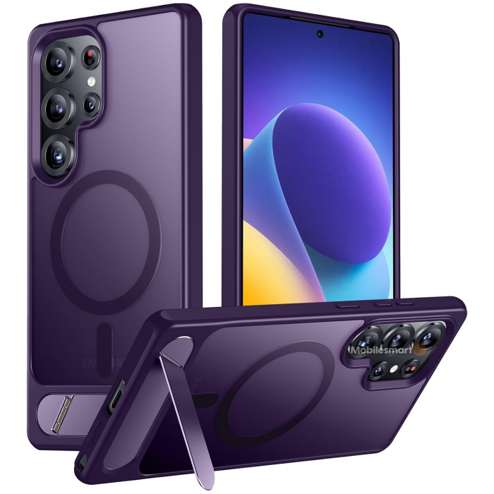 Husă pentru Samsung Galaxy S25 ULTRA, MagSafe, Protecție standard Militar, cu Suport Metalic Încorporat, Violet [1]