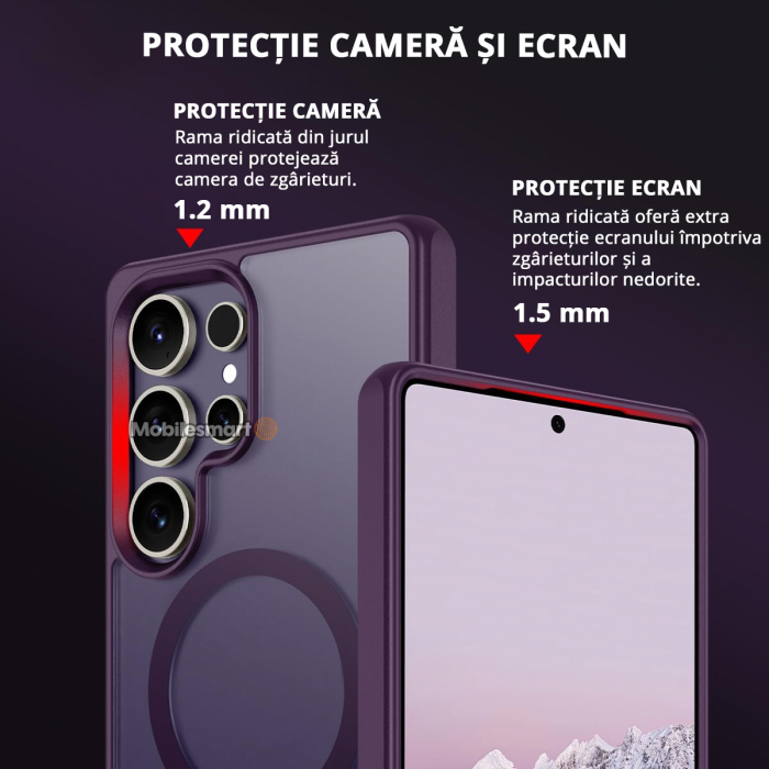 Husă pentru Samsung Galaxy S25 ULTRA, MagSafe, Protecție standard Militar, cu Suport Metalic Încorporat, Violet [4]
