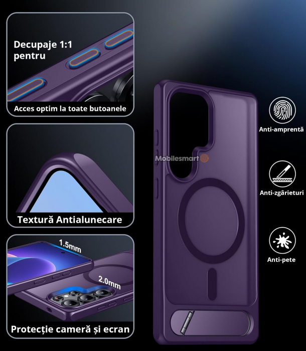 Husă pentru Samsung Galaxy S25 ULTRA, MagSafe, Protecție standard Militar, cu Suport Metalic Încorporat, Violet [6]