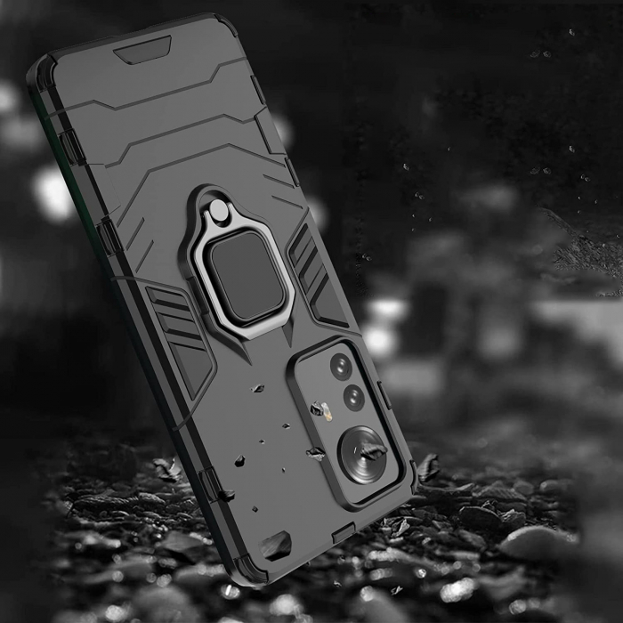 Husa pentru Xiaomi 12 PRO, Hybrid Antisoc, carcasa cu inel rotativ 360 si Kickstand, Negru [6]
