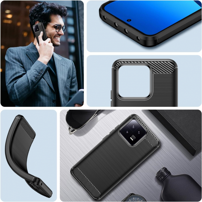Husă pentru Xiaomi 13 PRO, Slim Armor Carbon TPU, Antișoc, Negru [2]