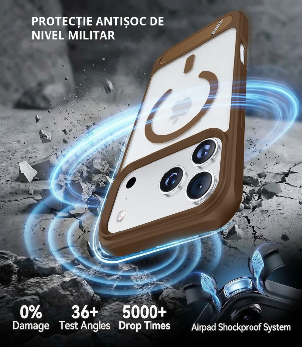 Husă premium pentru iPhone 17 PRO, MobileSmart, MagSafe, suport ascuns și protecție militară antișoc cu margini ridicate, Maro Mocha [3]