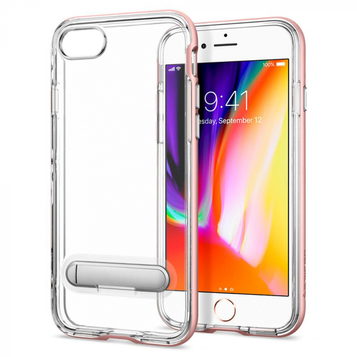 Husa protectie Iphone 7 Plus cu Kickstand magnetic, Transparenta / Rose-gold [1]