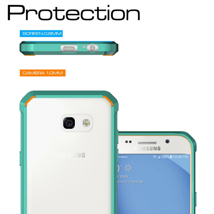 Husa Samsung Galaxy A5 2017, Hybrid Antisoc, carcasa spate PC transparenta cu cadru, Verde [6]