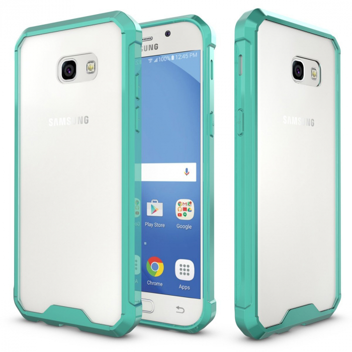 Husa Samsung Galaxy A5 2017, Hybrid Antisoc, carcasa spate PC transparenta cu cadru, Verde [5]