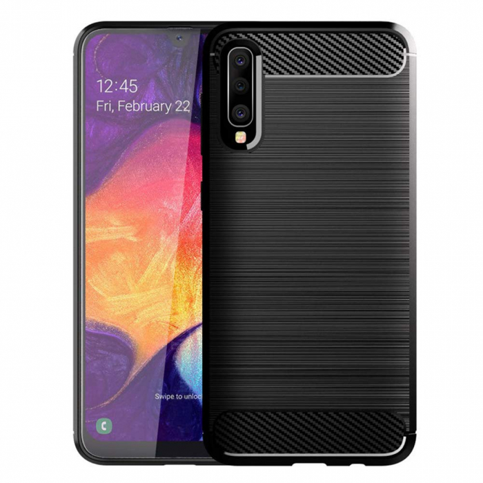 Husa Samsung Galaxy A50, Slim Armor Carbon, carcasa spate Antisoc, Negru [5]