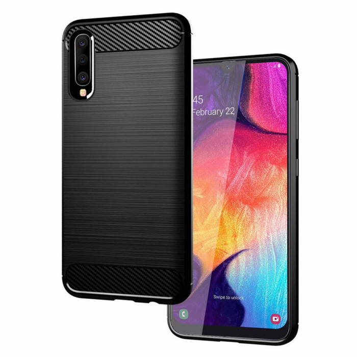 Husa Samsung Galaxy A50, Slim Armor Carbon, carcasa spate Antisoc, Negru [4]