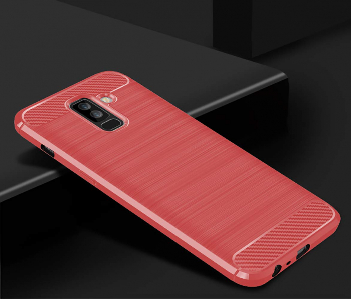 Husa Samsung Galaxy A6 (2018), Slim Armor Carbon, carcasa spate Antisoc, Rosu [2]