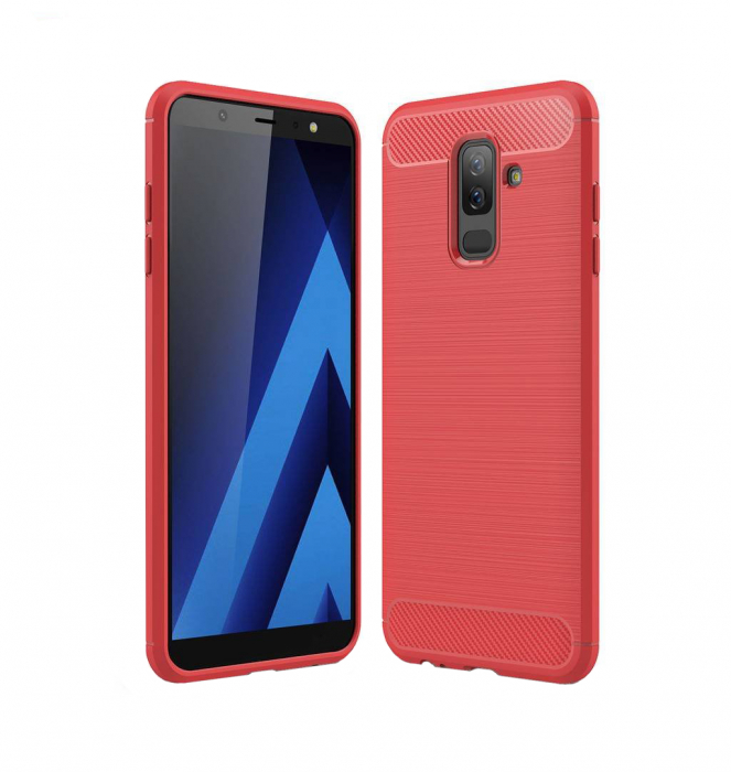 Husa Samsung Galaxy A6 (2018), Slim Armor Carbon, carcasa spate Antisoc, Rosu [1]