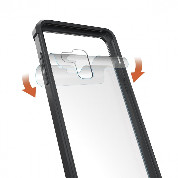 Husa Samsung Galaxy A8 2018, Hybrid Antisoc, carcasa spate PC transparenta cu cadru, Negru [5]