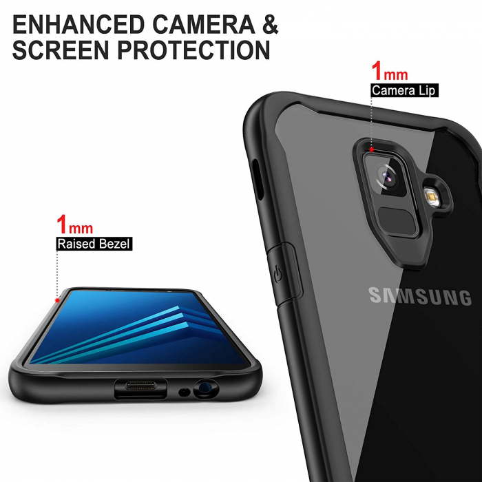 Husa Samsung Galaxy A8 2018, Hybrid Antisoc, carcasa spate, slim, hardcase, Negru [4]