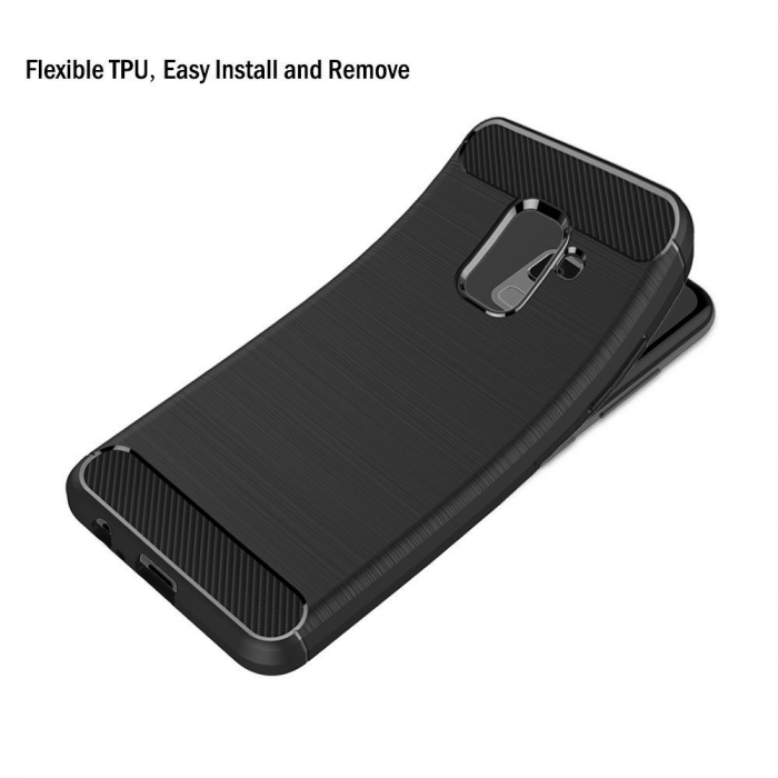 Husa Samsung Galaxy A8 2018, Slim Armor Carbon, carcasa spate Antisoc, Negru [4]