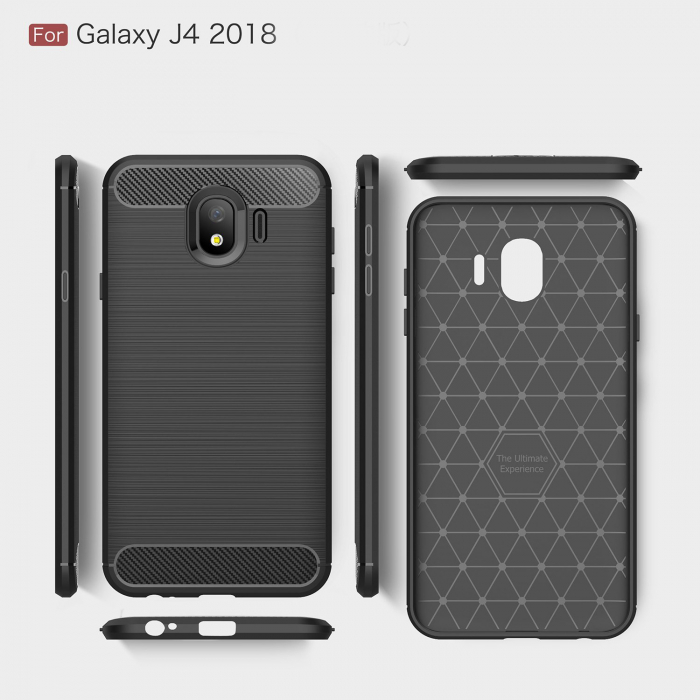 Husa Samsung Galaxy J4 2018, Slim Armor Carbon, carcasa spate Antisoc, Negru [2]