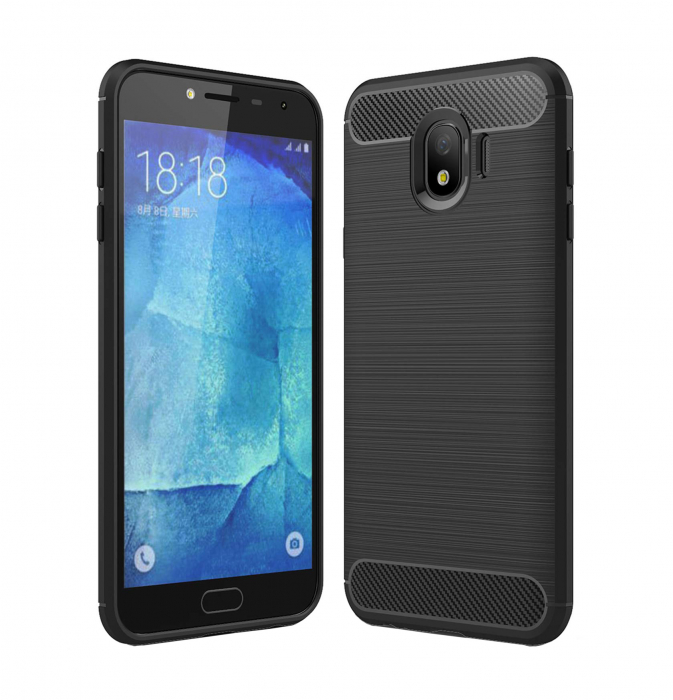 Husa Samsung Galaxy J4 2018, Slim Armor Carbon, carcasa spate Antisoc, Negru [1]