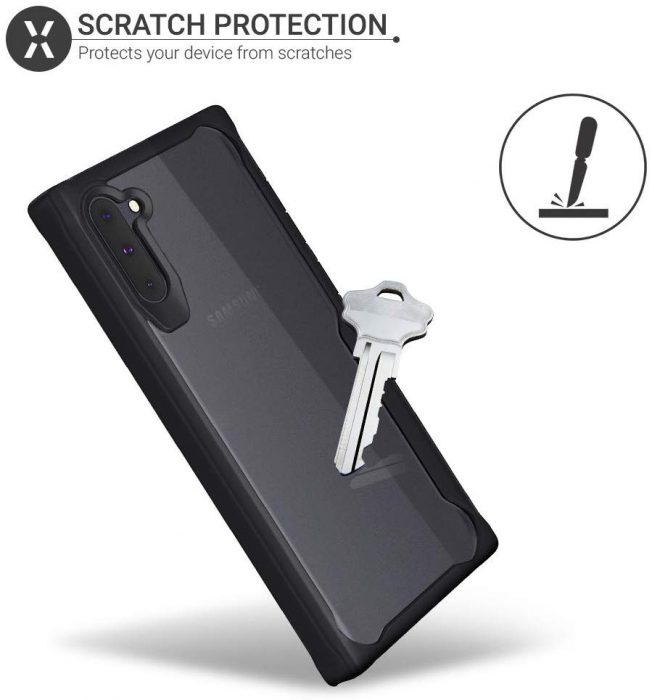 Husa Samsung Galaxy Note 10, Hybrid Antisoc, carcasa spate PC cu cadru TPU dur, Negru [4]